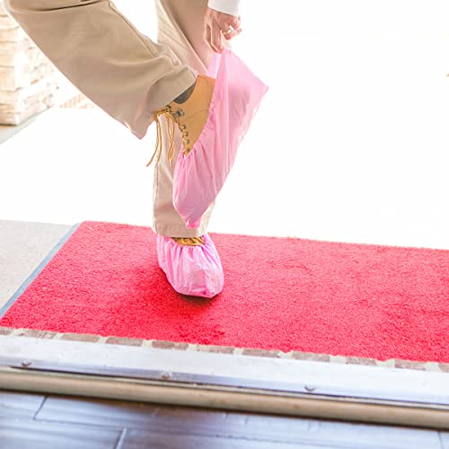 ShuBee Waterproof Shoe & Boot Covers Slip-Resistant Disposable for Plumbing Construction Floor Protection - 40 Pair - color: Pink
