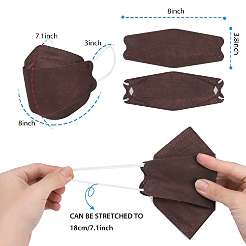Borje KN95 Face Masks 50 Pack,Breathable Comfortable and Disposable KN95 Mask,Masks for Adults - color: Brown=50pcs