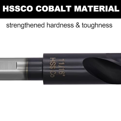 11/16 Drill Bit for Metal and Hardened Steel, M35 Cobalt 1/2 Inch Reduced Shank Industrial Grade Heavy Duty Drill Bit, with Index Storage Case - size: 11/16 in