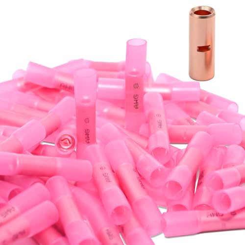 20pcs 8 Gauge Heat Shrink Butt Connectors 8 AWG Heat Shrink Butt Splice Marine Grade Insulated Waterproof Electrical Crimp Wire Connectors,Pure Copper Butt Splice for 8 Gauge Wire - size: 8 AWG