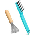 Boao 2 Pack Hair Brush Cleaner,Green,Wood Color,Polished Wooden Handle Rake - color: Green, Wood Color, style: Polished Wooden Handle Rake