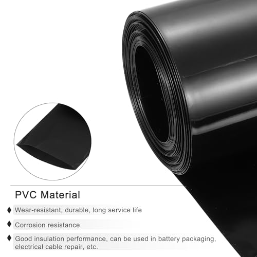 MECCANIXITY Battery Wrap PVC Heat Shrink Tubing 50mm Dia 80mm Flat 33 Feet(10meters) Black Good Insulation for Battery Pack - color: Black, size: 50mmx80mmx10m