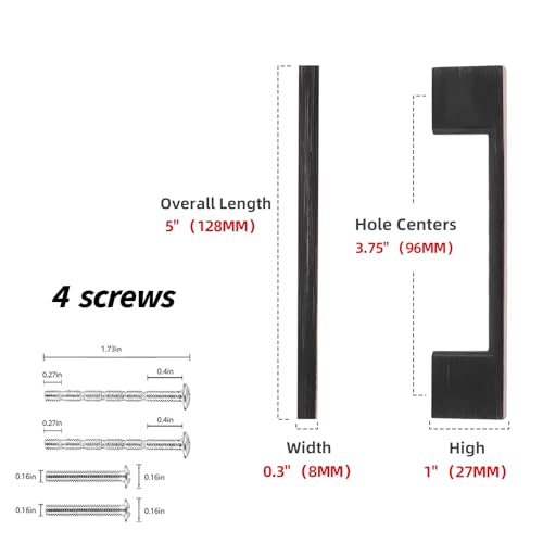 10 Pack 3-3/4 Inch(96mm) Cabinet Pulls Oil Rubbed Bronze Kitchen Cabinet Handles Zinc Alloy Drawer Pulls Solid Cabinet Hardware - color: Oil Rubbed Bronze, size: 3-3/4'' Hole Center(96mm)