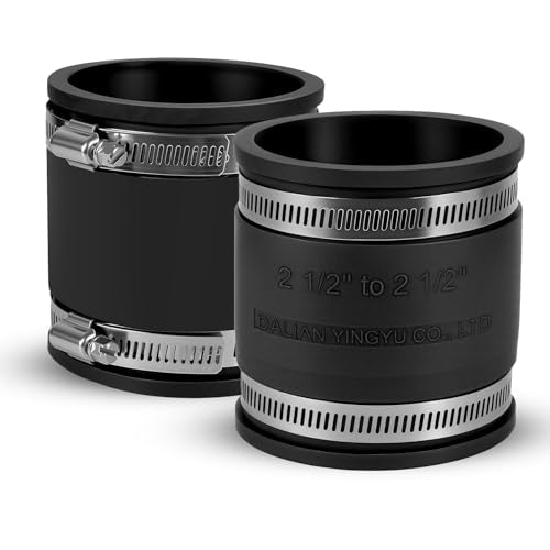 2 Pcs 2-1/2 IN Flexible PVC Pipe Coupling with Stainless Steel Clamps Fit 2-1/2 IN Nominal Pipes, Couplers for Plastic and Copper Pipe Plumbing Connections, Drain Repair, Dust Hose - size: 2-1/2 in