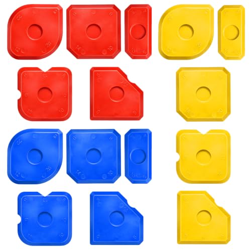 15 PCS Caulking Tool Set, Silicone Sealant Finishing Tools Multi-edge Sealant Applicator Smoother Portable Sealants Scraper for Kitchen Bathroom Floor Window Sealants Sealing Sink (Red Yellow Blue)