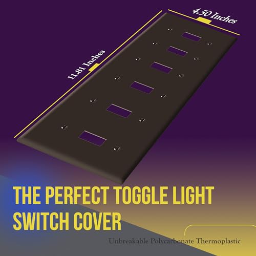 ENERLITES Six Gang Light Switch Wall Plate, Toggle Switch Plate, 6-Gang Standard Size 4.50" x 11.81", Unbreakable Polycarbonate Thermoplastic, 8816-BR, Brown (Pack of 2) - color: Brown, size: Standard Size (Pack of 2)