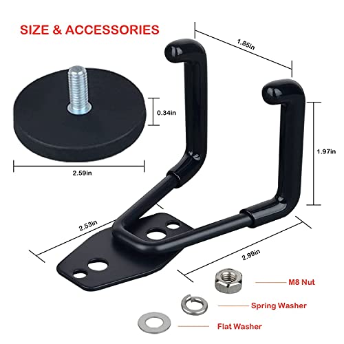 Magnetic Hooks Heavy Duty Garage Hooks Tools Organizer Anti-Slip Strong Magnetic Hooks Utility Magnet Hanging Hooks for Garage, Warehouses, Kitchen, Power Tools 2PCS Black - style: 2.6 INCH BLACK 2 PACK
