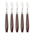 HARFINGTON 5pcs Palette Knife Painting Tool 1.1 x 0.59 Stainless Steel Art Spatula Pallet Knives Scrapers Tools with Beech Wood Handle for Acrylic Oil Canvas Mixing Spreading, Red/Silver - size: 1.1" x 0.59"