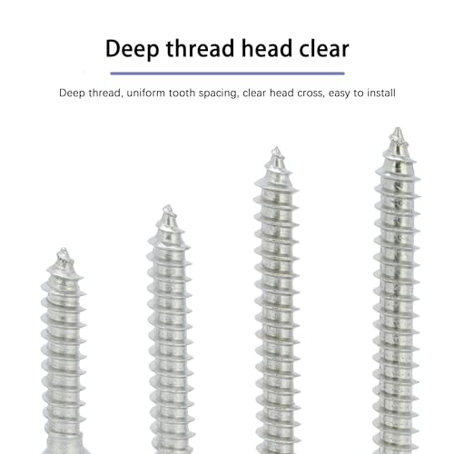 #8 x 1/2" Wood Screw, Phillips Pan Round Head, Stainless Steel, Self Tapping Sheet Metal Screws, M4 x 12mm, 200-Piece - size: #8x1/2" (M4x12mm)