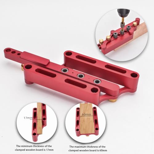 Self Centering Dowel Jig with 6/8/10mm Positioner Locator - color: Red(metric)