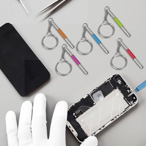 UNEAK Eyeglass Screwdriver Repair Kit Pink Green Yellow Red Blue Mini Glasses Screwdrivers Set Precision 3 in 1 Keychain, Sunglasses, Sunglass, Watch, Electronics, Eyeglasses, Flat Head, Phillips, Hex - color: Pink and Green and Yellow and Red and Blue