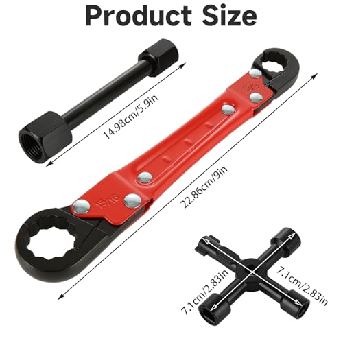 4Pcs Plumbing Tools Kit, Angle Stop Wrench Kit with 1/2 Inch Compression Sleeve Puller, Red Carbon Steel Plumbers Wrench for Installing and Removing Nut Ferrule Tight Spaces Under Sink