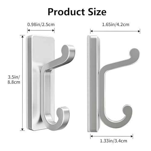 Silver Self Adhesive Hooks - 6 Pack Stick on Hanger. - color: Silver, size: 6 Pack