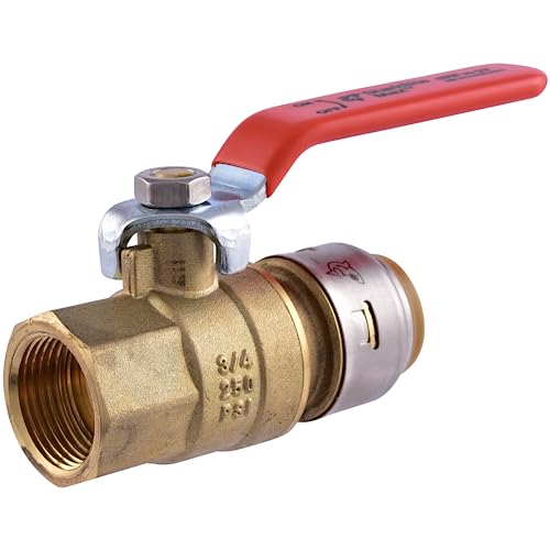 SharkBite Max 3/4 x 3/4 Inch Ball Valve with FNPT Connector, Push to Connect Brass Plumbing Fitting, PEX Pipe, Copper, CPVC, PE-RT, HDPE, UR22186A - size: 3/4 in. x 3/4 in., style: SharkBite Max