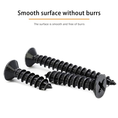 #8 X 1-1/2" Black Screw,Flat Head Phillips Wood Screw, Electroplating Black Carbon Steel, #8 X 1-1/2-Inch, 75Pcs - color: Black Zinc Plated Screws, size: #8 x 1-1/2"
