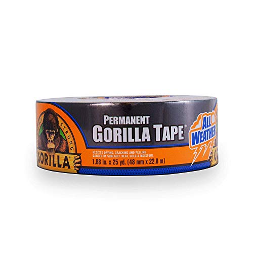 Gorilla All Weather Duct Tape, Black, 1.88" x 25 yd - UV and Temperature Resistant Waterproof Tape for Outdoor Repairs (Pack of 4) - size: 4 - Pack