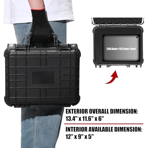 Mayouko 13.4" Waterproof Plastic Toolbox with Foam Insert, 13.4" x 11.6" x 6", IP67 Lockable Storage Box, Customizable Foam, Shockproof Hard Case Weatherproof Container, Protective Hard Camera Case - size: 13.4"Lx 11.6"Wx 6"H