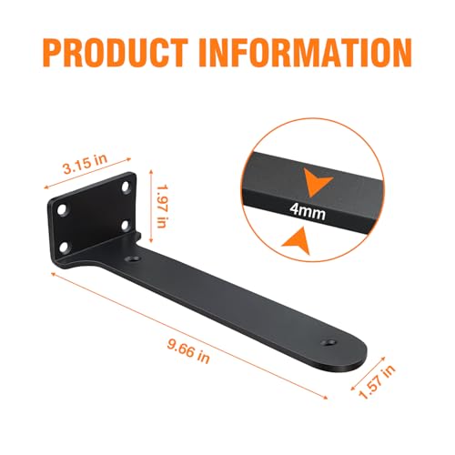 Hidden Shelf Brackets 10 in Heavy Duty Floating Shelf Bracket DIY Wall Mounted Shelves Support Hardware Invisble Metal L Brackets for Wall Shelves Max Load 220 LBS/Pair(2 PCs) - size: 10 Inch