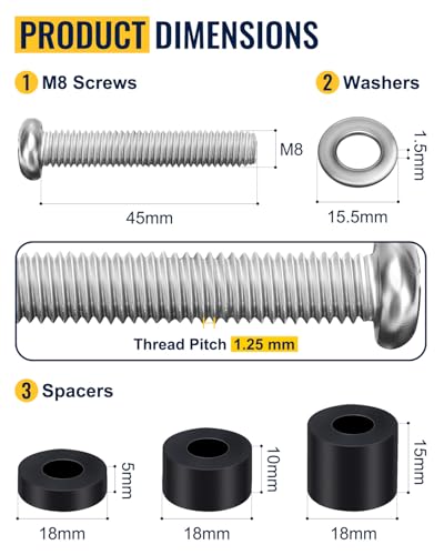 M8 Screws for Samsung TV – Extra Long Bolts with 13.5–45mm Mounting Range