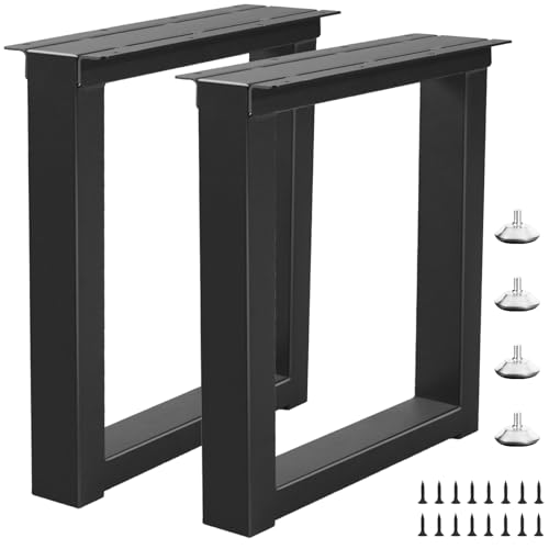 16 Inch Metal Bench Coffee Table Legs, Heavy Duty Desk/Chair Legs,Black Metal End Furniture Legs with Adjustable Protector Feet (H16” x W11.8”, Set of 2) - size: 16 '' Square