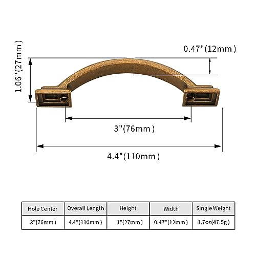 10 Pack Antique Brass Cabinet Pulls 3 Inch Kitchen Cabinet Handles Kitchen Handles for Cabinets Antique Drawer Pulls Retro Dresser Pulls Cupboard Handles - color: Antique Brass, size: 3 inch（76mm）, style: 10 Pack