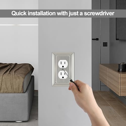 Metal Wall Plate for Electrical Outlets, Outlet Covers Wall Plate, 6 Pack - size: Duplex Outlet