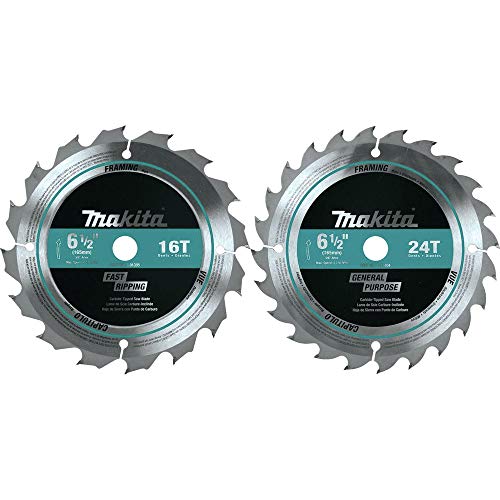 Makita T-01426 2 Pc. 6-1/2" Carbide-Tipped Circular Saw Blade Set - style: 24T & 16T