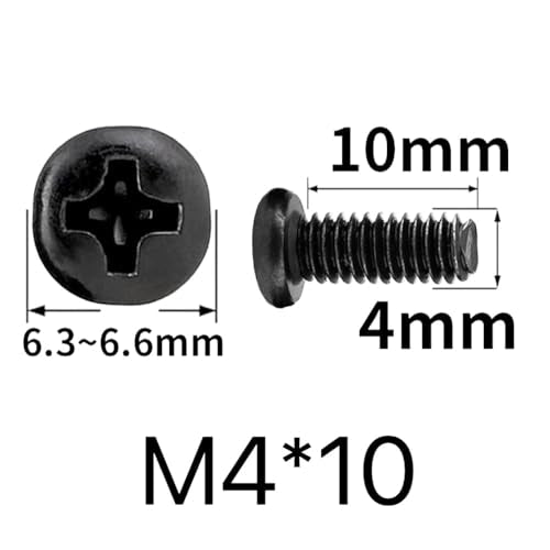 M4 x 10mm Round Head Phillips Drive Machine Screws Black Oxide Steel Hardware Fastener 50 Pack - size: M4x10 - Black 50pcs