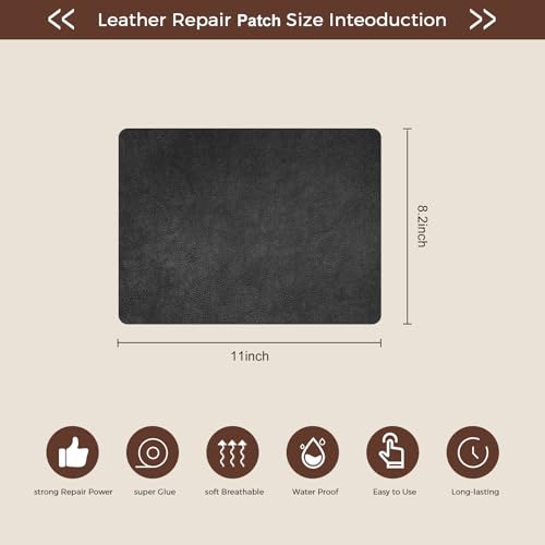 JDLUGH Sofa Leather Repair Patch Tape, 8.2x11 Inch, 2PCS, Black1.0 - color: Black 2.0, size: 8.2x11 Inch