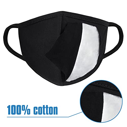 Black Dust Face Mask - All Cotton - Reusable Cloth Comfy Fabric Mask | for Adults Women Outdoor Sport Travel, Washable Breathable Half Face Cloth Mouth Masks with Earloop - color: 3 Layers 100% Cotton