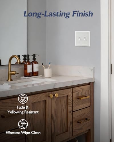 Switch Plates Outlet Covers, 2-Pack Metal Wall Plates, Off White - color: Off White, size: 2 Toggle 2PK