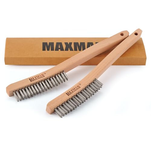 MAXMAN Wire Brush 2Pcs,14" Stainless Steel Bristle, Heavy Duty Rust Remover - style: 2Pcs Stainless Steel Wire Brushes