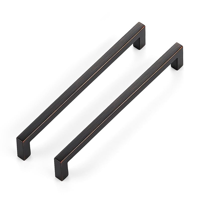 Ravinte Oil Rubbed Bronze Cabinet Handles Cabinet Pulls 6-1/4 Inch 5 Pack | Zinc Alloy, Slim Square Bar Grip, Smooth Drawer Pull Feel, Kitchen Cabinet Update, For Cupboards, Dressers, Drawers, Hardware - color: Oil Rubbed Bronze, size: Flat Black 6-1/4''
