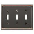 Amerelle 149TTTDB Chelsea Wallplate, 3 Toggle, Steel, Aged Bronze, 1-Pack - color: Aged Bronze, size: 3 Toggle