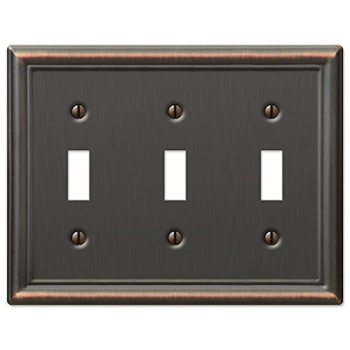 Amerelle 149TTTDB Chelsea Wallplate, 3 Toggle, Steel, Aged Bronze, 1-Pack - color: Aged Bronze, size: 3 Toggle