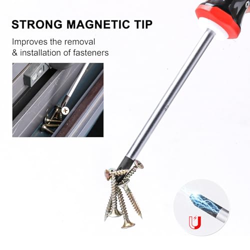 HAUTMEC 7PCS Pro Magnetic Screwdriver Set With Forged S2 Shanks, Magnetic Tips Screw Driver Set and Tri-Material Cushion Grip for Automotive Repair and Site Renovation - color: Magnetic Screwdriver