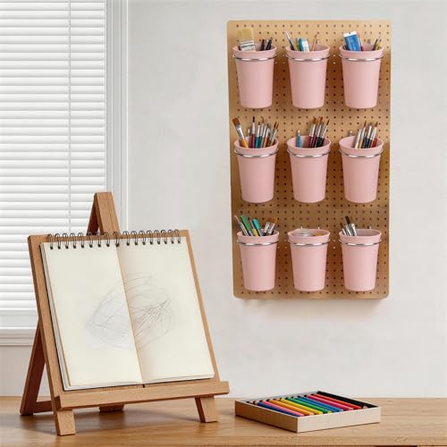 Pegboard Cups With Loops, 9 Pack Pink Peg Board Pencil Holder Organizer - color: Pink
