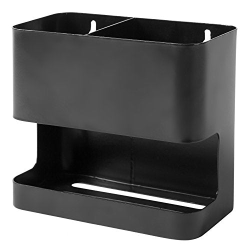 MyGift 2 Slot Hair Tools Organizer, Black Metal Wall Mounted Holder - color: Black, size: 2 Slots