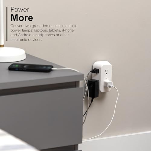 GE Outlet Extender, 6 Outlet Multi Plug Wall Power Splitter - size: 1 Pack