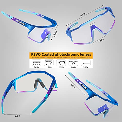 KAPVOE Photochromic Cycling Glasses Clear Mountain Bike Glasses K9022 - color: Purple-blue-photochromic-blue