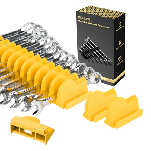 DEHOYI 48 pcs MAGNETIC Modular Wrench Organizers for Tool Drawers - Wrench Rack with Metric&SAE Labels, Perfect Tool Storage Holder. Gift for mechanics (Yellow) - style: Magnetic (48 pcs yellow)