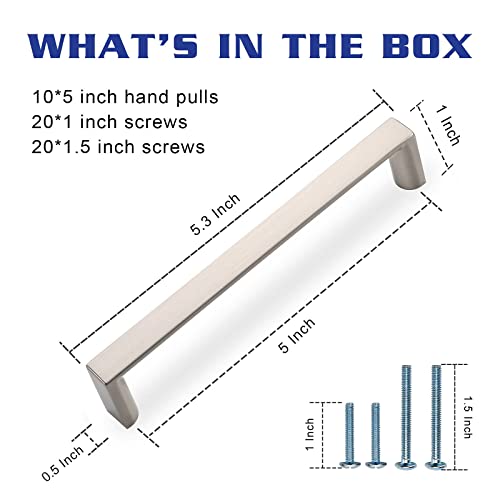 2 Pack 5 Inch Brushed Nickel Cabinet Pulls, Kitchen Hardware | Heavy-Duty Solid Zinc, Easy to Install, Good Scratch Resistance, Durability, Kitchen Cabinet Pulls for Drawers Dressers - color: Brushed Satin Nickel, size: 5"/128MM Hole Center, style: 2 Pack