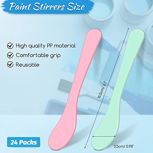 Patelai 24 Pcs Plastic Paint Stir Sticks Pink and Green Reusable Mixing Sticks Facial Mask Cosmetic Spatula, 6 Inch DIY Crafts Tools for Mixing Resin, Liquid, Epoxy, Crafts
