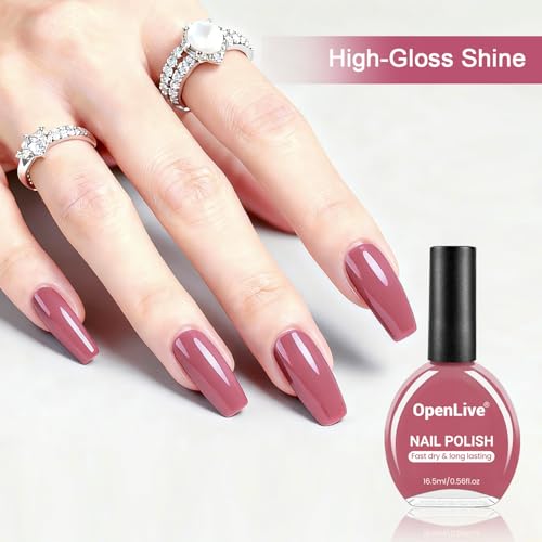 OpenLive 16.5ml Dark Pink Nail Polish Large Volume Quick Drying Nail Polish, Fast Drying and Long Lasting Color Nail Art DIY Home Manicure Gift for Women - color: Dark Pink