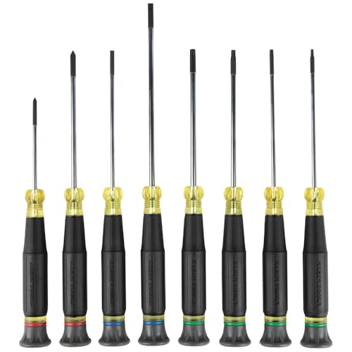 Klein Tools 85617 Mini Precision Screwdriver Set, Slotted, Phillips, TORX, Cushion-Grip Handles, Ideal for Terminal Blocks, Electronics - style: 8-Pc Phillips + Slotted + Torx Kit