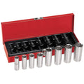 Klein Tools 65502 3/8-Inch Drive Deep Socket Wrench Set, Hinged Metal Storage Box Included, 8-Piece - size: 3/8-Inch, style: 8-Piece
