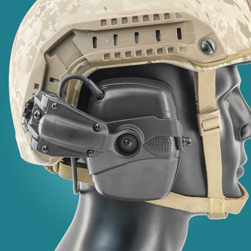 Hearing Protection Noise Cancelling Sound Amplification with Gel Ear Pad/ARC Rail Adapter Ideal for Shooting Sport - color: Black
