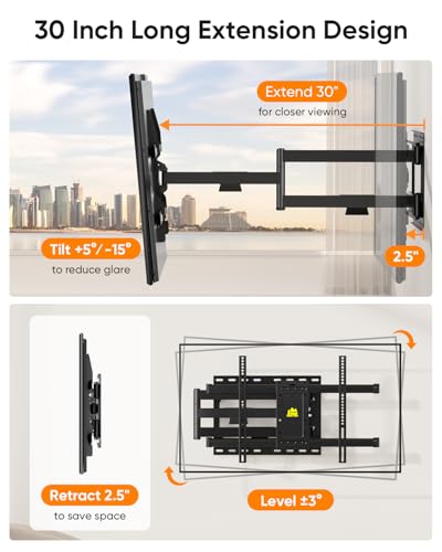 FORGING MOUNT Corner TV Wall Mount for Most 37-75 Inch TVs up to 99lbs - size: Fits 37"-75" TVs