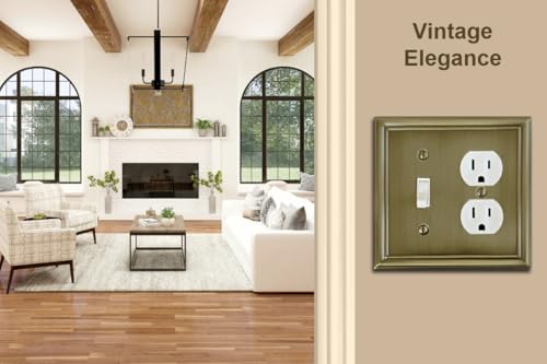 OKAWYC Toggle/Duplex Light Switch Cover Luca Metal Wall Plate, 2-Pack Antique Brass 2 Gang, for Light Switch Cover Outlet Cover Decorative Wallplate, Durable - size: Toggle/Duplex