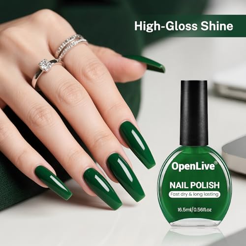 OpenLive 16.5ml Dark Green Nail Polish Large Volume Quick Dry Nail Polish - color: Dark Green